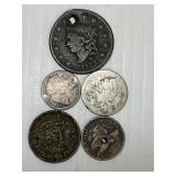 Type Coinage Lot Flying Eagle Large Cent, Seated