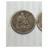 1877, 1883, 1887 Seated Silver Dimes x3