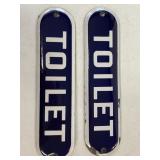 Vintage Porcelain Toilet Signs Lot of 2