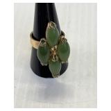 Jade Ring Size 7 1/2 Gold Plated Marked Sterling