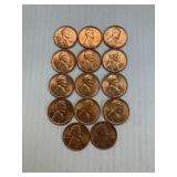 14 Different Date BU Wheat Cents