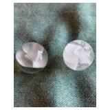 2 White Clear Cats eye marbles 4vanes 1"each