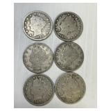 6 Different Date V-Nickels