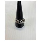 Filigree Silver Ring Marked Size 9 3/4 Marked Ster