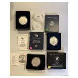 2008-W, 2013-W, 2021 W II Burnish silver Eagle