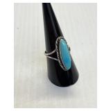 Turquoise Silver Ring Size 6 Unmarked