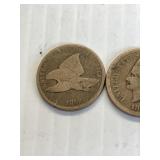 1858 F Eagles 1859, 1863 Indian heads x3