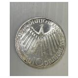 1972 G Germany 10 Deutsche Mark Silver Coin KM134