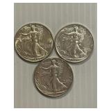 1941-S, 1942, 1943 Silver Walking Liberty Halves