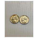 1942 & 1945 S BU Silver War Nickels