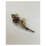 Van Dell 1/20 12K GF Sterling Silver Floral Brooch