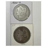 1890, 1900-O Morgan Silver Dollars x2