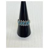 Turquoise Silver Ring Size 7 Marked Sterling