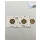 3 1940s Nickels 2 War Nickels 35% Silver