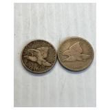 1857 & 1858 Flying Eagle Cents x2