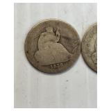 1838, 1840, 1877 Silver Seated Dimesx3
