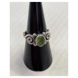 Peridot Silver Ring Size 6 Marked 925