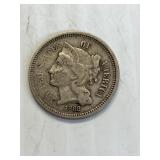 1868 3 cent pc c/n