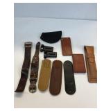 Lot of Leather goods money clip vintage watch band