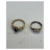 2 Rings 1-.925 1 silver w/14kt gold overlay signet