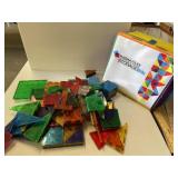 Magna Tiles, large lot in a fabric bin