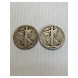 1918-S, 1920-S, Walking Liberty Halves Semi Key x2
