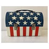 Vintage American Flag Lunchbox with Thermos