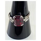 Size 8 ring Sterling shank w/garnet