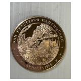 San Francisco Earthquake Brass Medallion