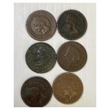 6 Different Date Indian Cents