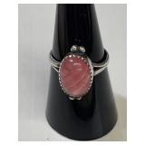 Rhodochrosite Silver Ring Size 6 1/2 Unmarked
