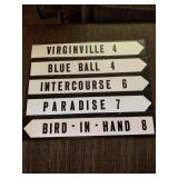 5 Cardboard Road Signs of 4 towns in Eastern PA,