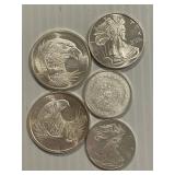 .999 Silver Lot 5 Coins 2oz of Silver