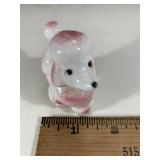 Pink and White Porcelain Poddle Figurine 1" 2 1/2"