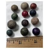 12 Clay Marbles 3/8" to 1/2" to 5/8"
