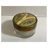 Antique 1940s Make Up Glass Jar with Fancy Top