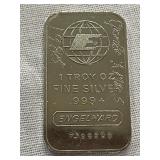 RARE ENGELHAARD 1 OZ. SILVER BAR .999 FINE