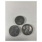3 1943 Steel Wheat Pennies