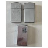 1993, 1996, 1978 SLIM ZIPPO LIGHTERS