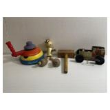 LOT OF ANTIQUE WOODEN & METAL KIDS TOYS