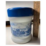 1970s Milk Glass Humidor Canister with 14 Dutch