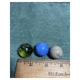 3 Shooter Vintage Marble Green Clear Glass Baby bl