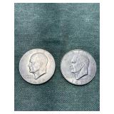 2-Eisenhower Dollar Coins 1972/1978 Unmarked