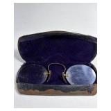 Vintage Eyeglass Metal Case and Pince-nez