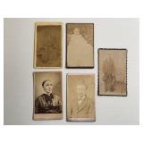Antique Lot of 5 Early 1860s Photo Cabinet Cards