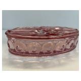 Pink Depression Jewelry/Trinket Box Moon & Stars