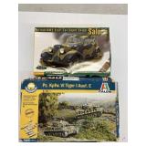 NOS 2 MODELS ITALERI GERMAN TIGER TANK, SALOON WW2