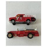 2 VINTAGE FIRETRUCKS: 1 MATCHBOX, 1 TONKA