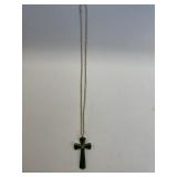 2 1/2 Green Cross Gold Trim 24" Chain