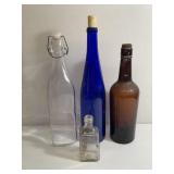 Vintage lot of 4 Glass bottles